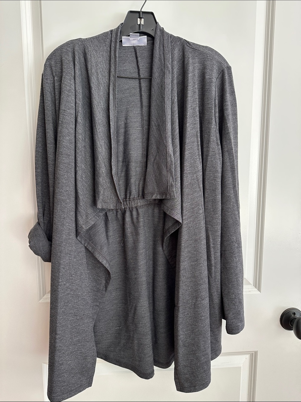 Motherhood Charcoal Draped Open-Front Cardigan